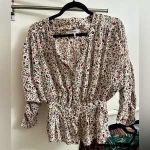 FRAME Silk Floral Print Blouse